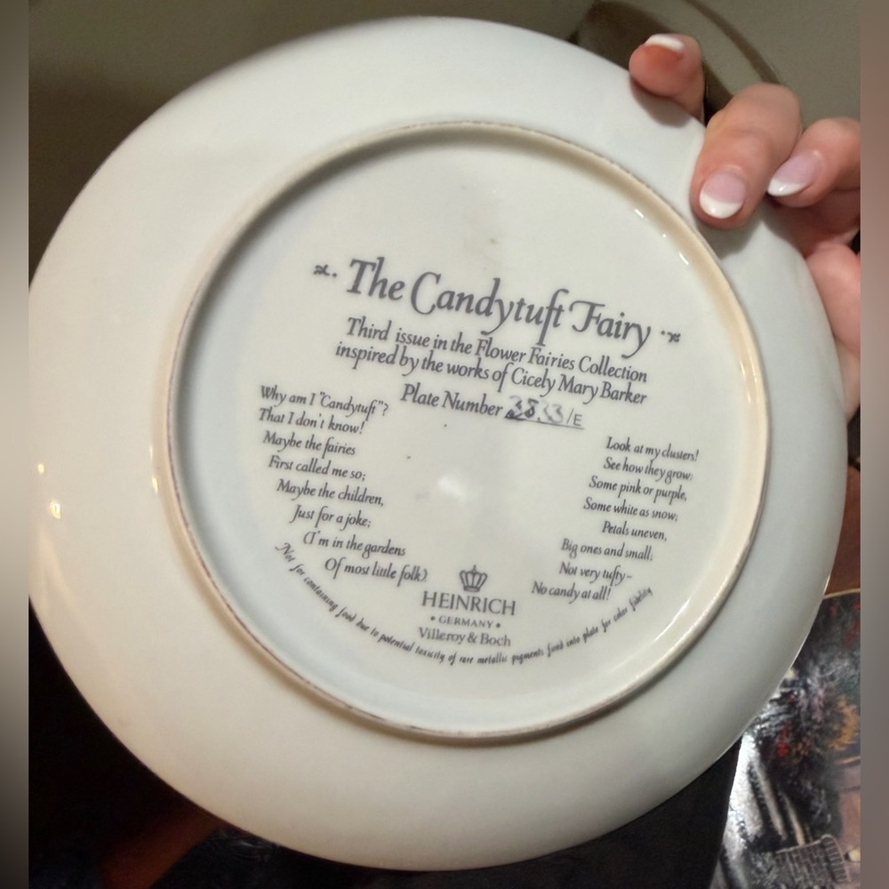 HEINRICH VILLEROY & BOCH "THE CANDYTUFT FAIRY" COLLECTOR PLATE COA #3833/E - Picture 4 of 4